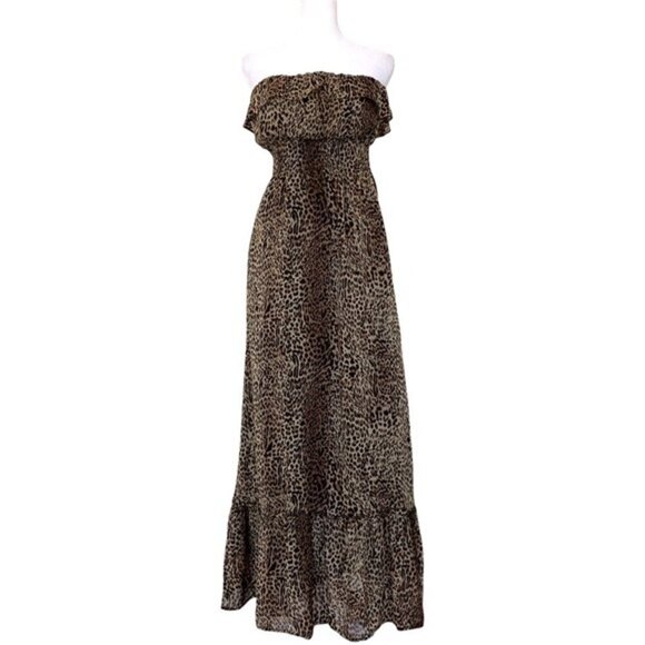 Forever 21 Dresses & Skirts - Forever 21 Strapless Leopard Print Maxi Dress - Brown, Black